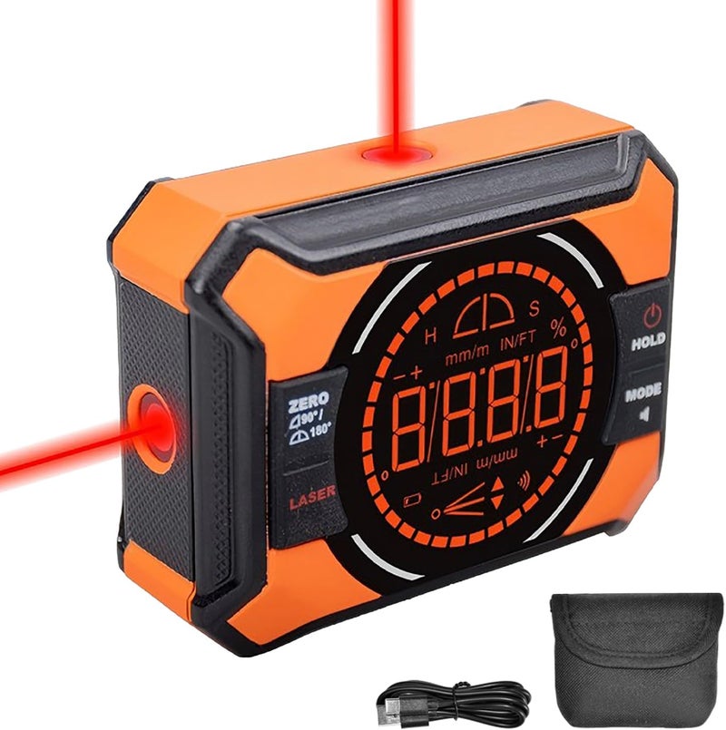 OUTIL Digital Magnetic Angle Gauge with Laser, (Class 2, 1mW Power Output) 3-in-1 Mini Angle Finder, Rechargeable Digital Level with Backlit LED Display, Inclinometer Protractor for for Woodworking - Image 1